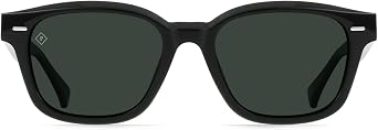 RAEN - Carby - Mens Square Sunglasses UV Protection - Recycled Black/Green Polarized Lens Size 53 MM - Polarized Lenses