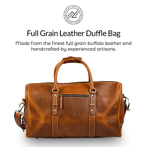 Premium Full-Grain Leather Duffle Bag for Men & Women | 20-Inch Handcrafted TSA Approved Carry-On Weekender Travel Bag with Multiple Pockets & Compartments by Northridge Leather (Tan))2