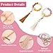 PLKDJDM 6 Pcs Silicone Key Ring Bracelet Fashionable Beaded Bangle Chains Car Wallet Key Chain with Leather Tassel for Women Christmas Stocking Stuffers