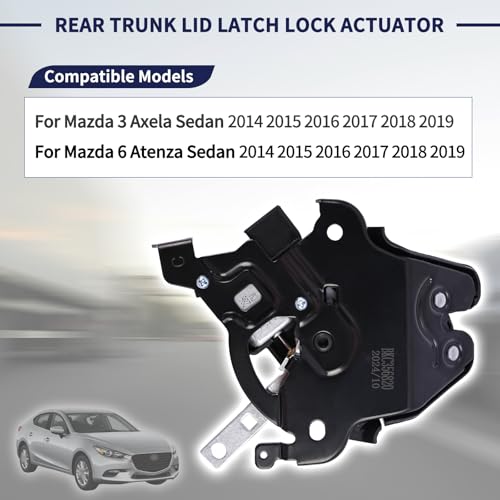 Image of Trunk Latch Rear Deck Lid Lock Actuator BKC3-56-820F Compatible with Mazda 3 Axela Sedan 6 Atenza Sedan 2014 2015 2016 2017 2018 2019 Replace BKC356820F Door Lock Latch Actuator