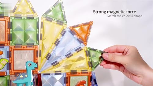 Image of Happy Hues Light Magnetic Tiles- Building Blocks for Kids 3D STEAM Educational Toys, Magnetic Marble Run /Toys for Kids Age 3 +Year Old Boys Girls Creative Gift (98 Pcs Magnetic Tiles)
