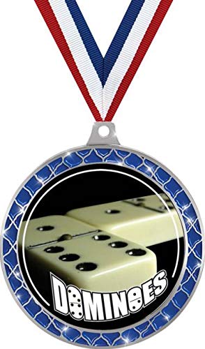 Dominoes Blue Trellis Medal Silver