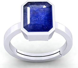 Natural Certified 4.25 Carat Original Unheated Untreatet Blue Sapphire (Neelam) 925 Sterling Silver Ring Octagon Shape for Men & Women's