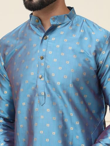 Image of SOJANYA (Since 1958 Men's Silk Blend Booti Kurta with Gold Churidaar Pyjama