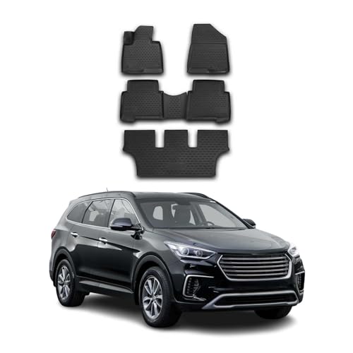 Tapis de sol pour Hyundai Grand Santa Fe 2013-2018 en caoutchouc TPE noir