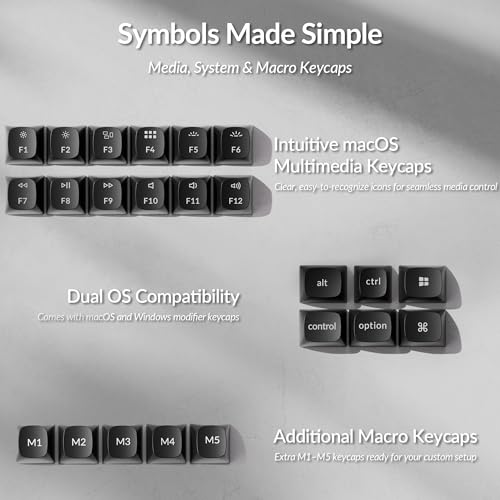 Image of Keychron OSA Profile Double-Shot PBT Keycap Full Keycap Set (141 Keys) - White on Black, Compatible with MX Mechanical Switches, Non-Shine-Through, Fits ANSI Layouts (100%, TKL, 96%, 75%, 65%, 60%)