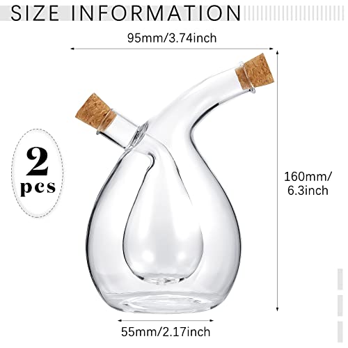 Suclain 2 Pcs Oil and Vinegar Dispenser, 2 in 1 Glass Olive Oil and Vinegar Cruet Dispenser Bottle, Olive Soy Sauce Dispenser Double Pourer Spout, Kitchen Cooking Container(Classic) - Thumbnail 2