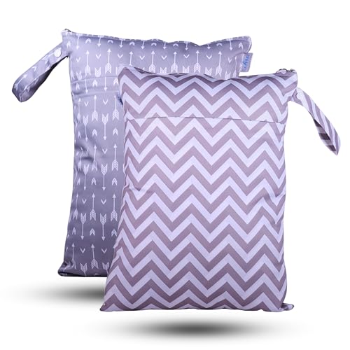 Image of Chic Buddy Waterproof Wet Bag, Washable, Reusable for Travel, Beach, Pool, Stroller, Diapers, Dirty Gym Clothes, Wet Swimsuits, Toiletries (GEO Duo, Wet Bag /Dry Bag)