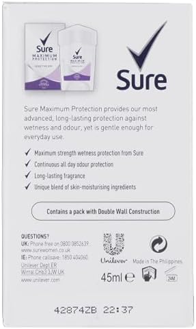 Sure Maximum Protection Anti-Perspirant Sensitive Deodorant Cream for Women 45 ml
