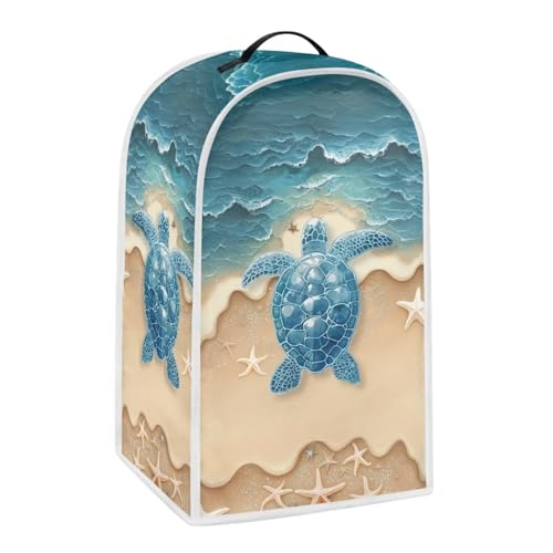 Image of Talayituse Beach Turtle Starfish Print Blender Dust Cover, Fingerprint Protection Cover for Stand Mixer or Coffee Machine, Home Kitchen Appliance Covers for Stain Dust Resistant Supplies