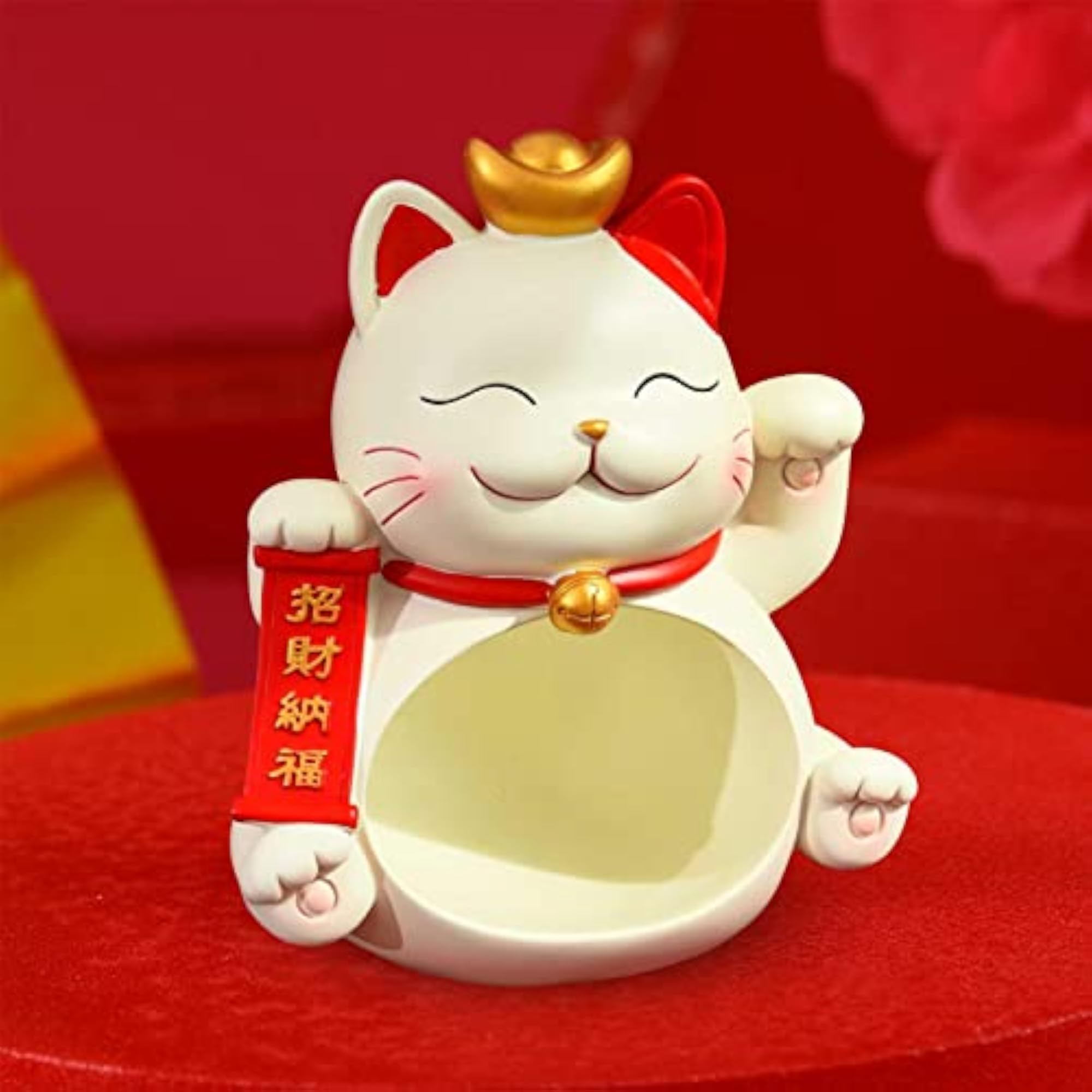 Cat Sculpture Storage Bowl for Table Decoration