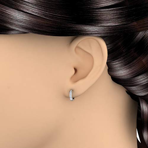 1/5 Carat Channel Set Natural Diamond Hoop Earrings In 10K White Gold #TOP2