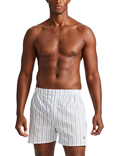 POLO Tall Ralph Lauren Men's Classic Fit Cotton Woven Boxers 3-Pack, White/Cruise Navy, Jarvis Stripe/Cruise Navy, Cannes Plaid/Cruise Navy-3 Pack, 1X Big2