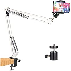 Tripode 360 Para Celular YIYANT Soporte para teléfono Celular,Rotación de 360° Soporte Movil Teléfono Soporte de Video Brazo Articulado Brazo de Soporte Flexible para videografía de fotografía Plana en Vivo (Blanco)