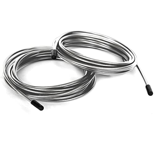 Câbles Transparents de Rechange Corde à Sauter Crossfit | Epaisseur 2,5mm - Longueur 3m50 | Pack de 2 câbles en Acier avec Jeux complets de Fixation pour Brank Rope | Idéal confirmés aux Double Under Cover