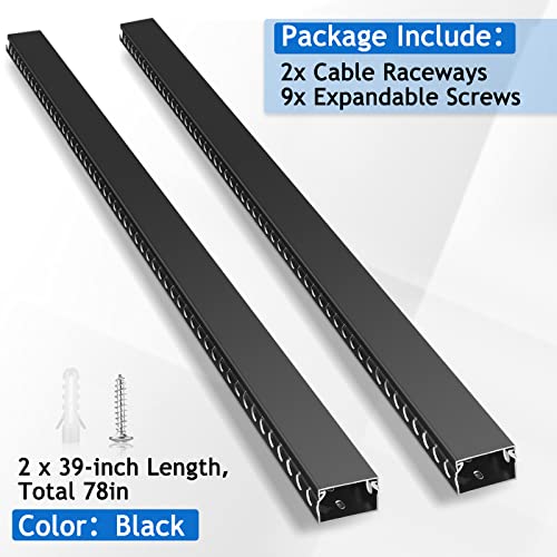 Zhiyo Cable Raceway 78In(2Xl39In), Server Rack Cable Management Under Desk Cord Organizer, Electrical Safe Pvc Cable Channel Open Slot Wire Raceway For Network/Pc/Tvs, Wire Duct W1.6 X H1In Black #TOP4