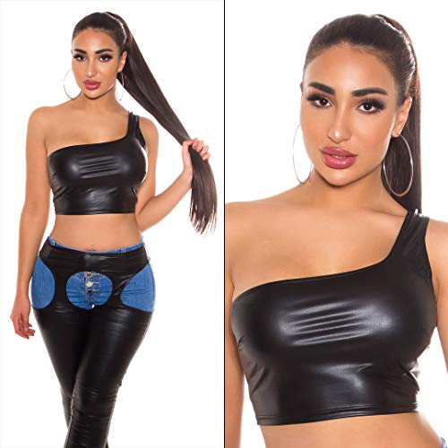 Koucla One-Shoulder Top Wetlook Crop Top – Bild 3