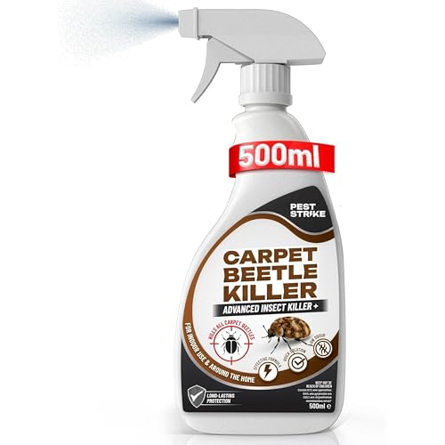 Carpet Beetle Killer Spray - 500ml Fast Acting Carpet Beetle Spray Odourless & Stain-Free Carpet Beetles Treatment for Soft & Hard Furnishings Indoor & Outdoor