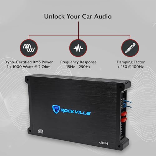 Image of Rockville dB14 4000w Peak /1000w RMS Mono 2 Ohm Amplifier Car Audio Amp
