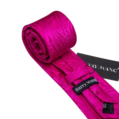 Image of Barry.Wang Men Tie Set Paisley Silk Necktie Pocket Square Cufflinks Formal Wedding Business Party