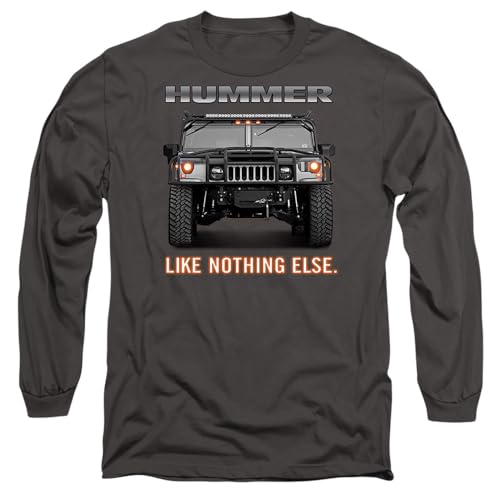 T-shirt Hummer unisexe manches longues charcoal en coton confortable pour adulte