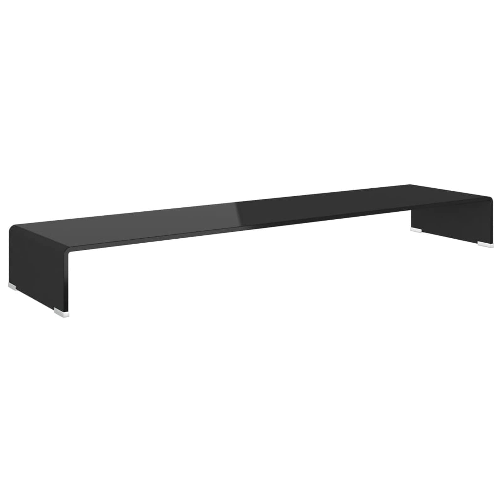 Homgoday Supporto per Monitor, Supporto TV/Rialzo Monitor in Vetro Nero 120x30x13 cm, Mobile Porta TV, Organizer da Scrivania per Ufficio e Casa, Supporto TV per Computer,Laptop PC iMac