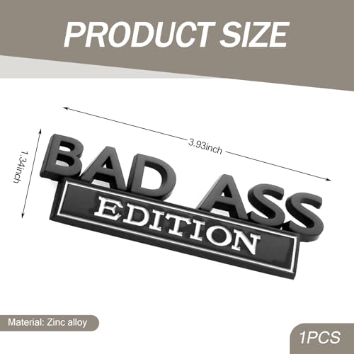 Image of 1 PC Car Fender Badge Stickers, Bad Ass Edition Alloy 3D Three-Dimensional Tailgate Front Grille Hood Anti-Rust Personalized Decoration, Exterior Modification Accessories (White & Black)
