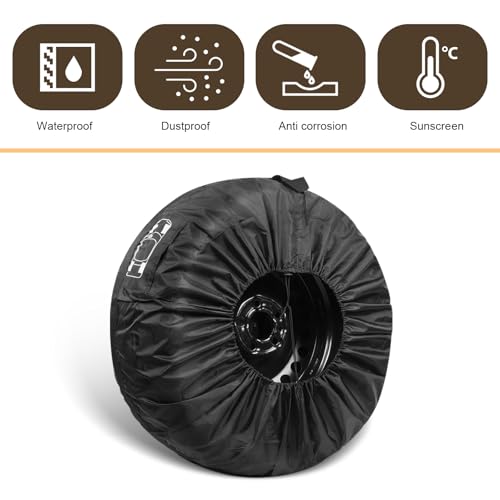 Image of Eratus Spare Tire Cover, 31 inch Sun and Wear Protection Cover for All Seasons, Portable Foldable Tire Storage Accessory for 19 inch-23 inch Tires with Handle and Tool Storage Bag, for Most Cars (Black #L)