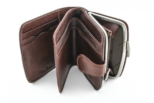 Preisvergleich Produktbild Tony Perotti Geldbörse aus italienischem Leder und Kreditkartenetui mit Sichtfenster, Cognac (Bronze) - PI423502+CN