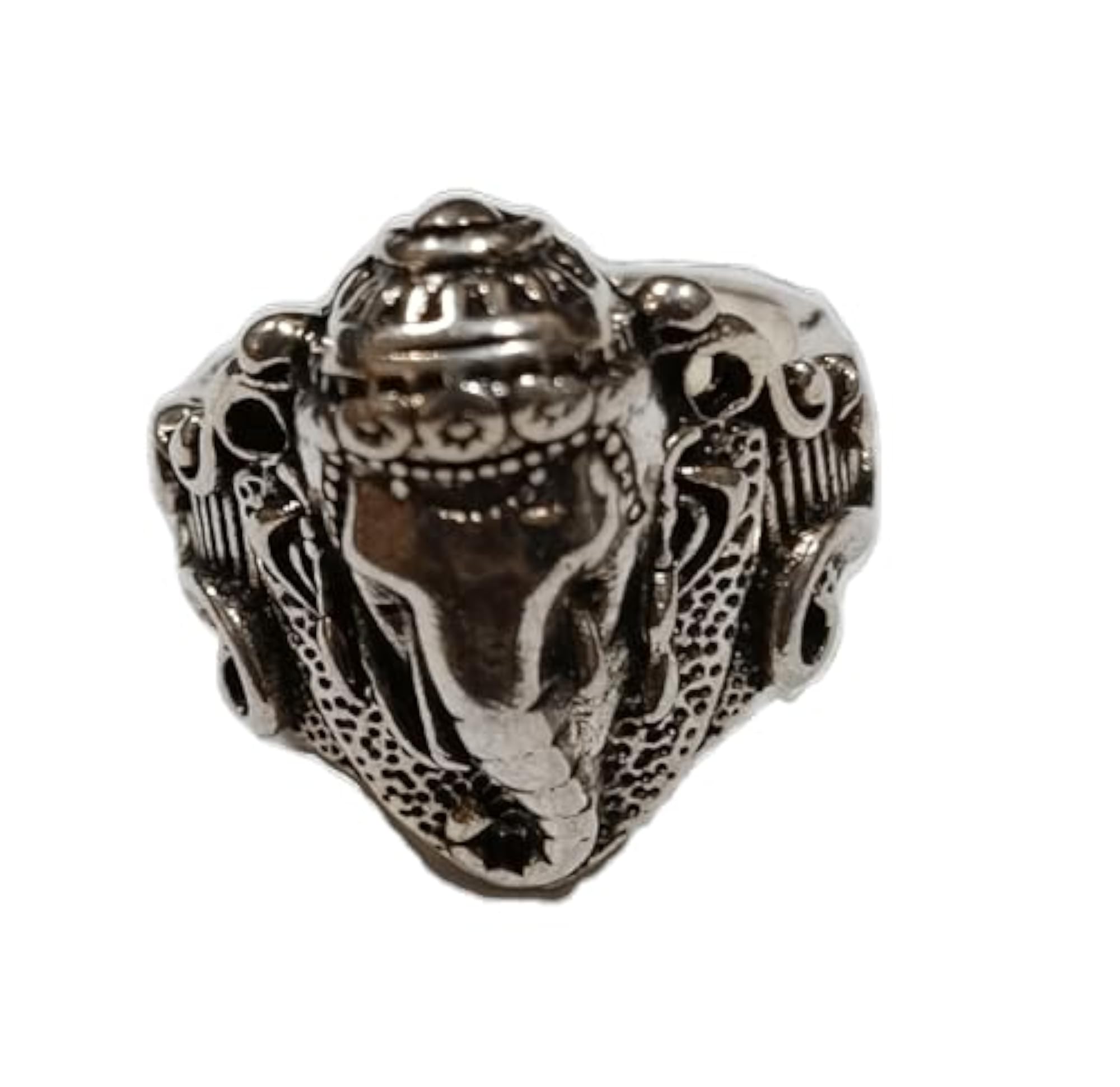 Ganesh Ji Engraved Adjustable Silver Ring, Unisex