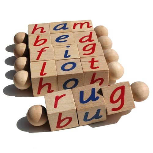Image of Quality Montessori Phonetic Reading Blocks for The Beginning Reader | Tangible Preschool Learning Material | Phonic Word Building Activity Toy