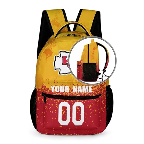 Custom School Backpack High Capacity Student Bag Football City Gifts for Kids Backpack Men Women Add Name & Number