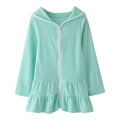 Peignoir robe de plage à fermeture éclair pour fille en tissu éponge absorbant