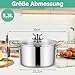Homikit Kochtopf 24cm, 5,3L Groß Suppentopf Induktion aus 3-Lagen Edelstahl für alle Herdearten, Edelstahl Poliert Nudeltopf Fleischtopf mit Glasdeckel, Spülmaschinenfest