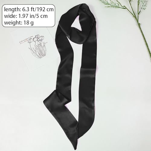 1 Pc Black Satin Belt, Ribbon Long Sash Belt for Dress, Wedding,Birthday, Special Occasion Accessories for Ladies, Women3