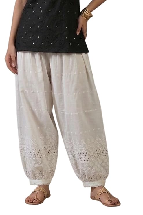 rangyaatra Women Cotton Afghani Salwar | Chikankari Embroidered Loose Fit Cotton Salwar-picture-45