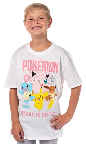 Pokemon Boys Ready to Battle Generation 1 Pokemon Character Pikachu, Squirtle, Eevee, Jigglypuff Kids T-Shirt