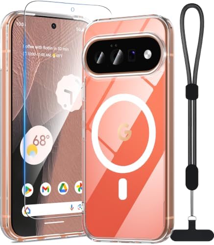 Hülle für Google Pixel 11| Pixel 11 Pro mit Panzerglas Glas& Handschlaufe | Top Militärschutz mit MagSafe Handyhülle Pixel 11| Pixel 11 Pro Matt Transluzente Schutzfolie Schutzhüll