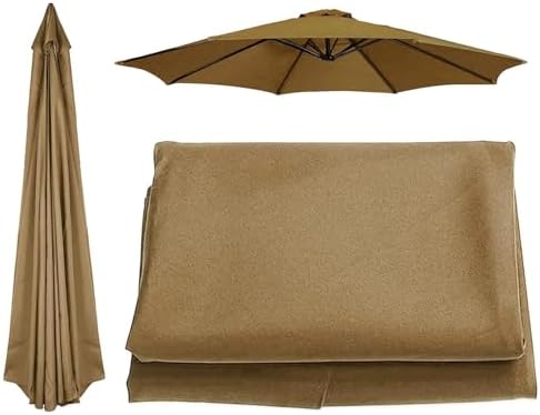 Patio Umbrella Replacement Canopy - 6 or 8 Ribs, UV50+ Waterproof Fabric, 200cm/270cm/300cm for Garden, Beach, Off-White (9.8ft) - Durable Cover for Outdoor Use