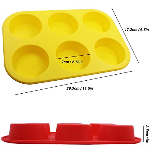 6-Cup Silicone Muffin Mold, Sourceton 3 Packs Of Muffin Pan, Non-Stick Baking Pan, Flexible, Cupcake Pans, Oven #TOP6