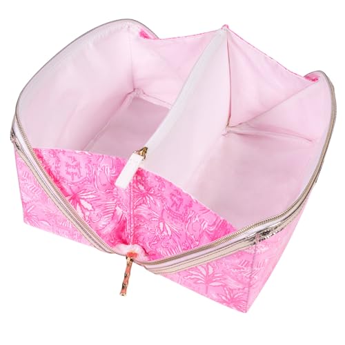 Lilly Pulitzer Travel Cosmetic Case, Lay Flat Zipper Carryall Pouch with Wipeable Lining (Palm Beach Playground)3