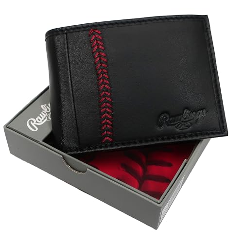 Rawlings Baseball Stitch Leather Bifold Wallet Black3
