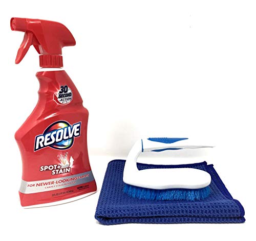 Resolve Carpet Spot Remover - Stain Remover, 22 fl oz Bottle, Carpet Cleaner Bundle with Scrub Brush and Microfiber Towel (Carpet Spot Remover)