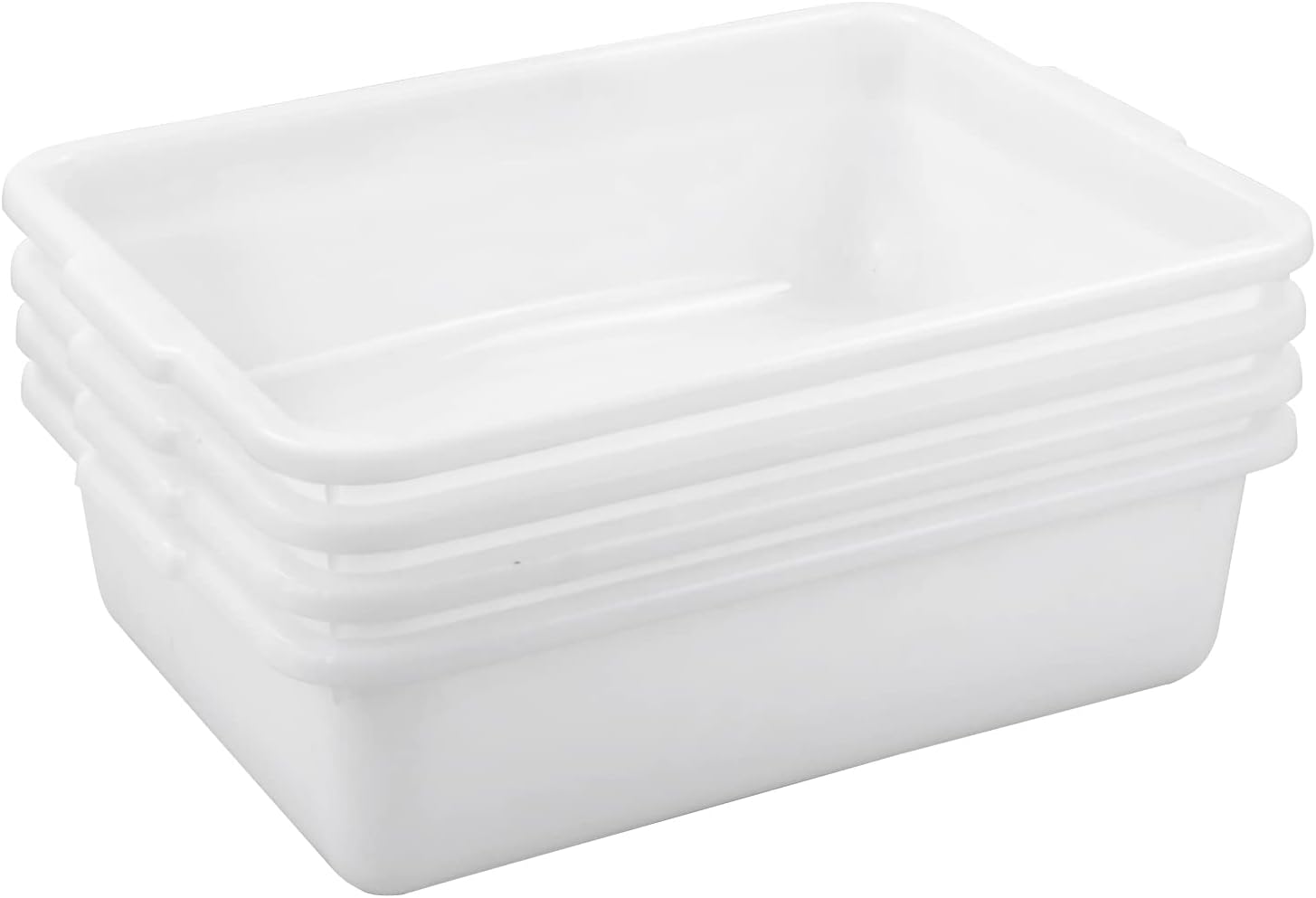 Gloreen 4-Pack Commercial Bus Tubs, 8 L, White Wash Basin Plastic Dish Pan
