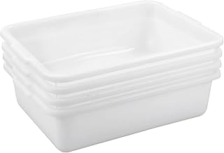 Gloreen 4-Pack Commercial Bus Tubs, 8 L, White Wash Basin Plastic Dish Pan