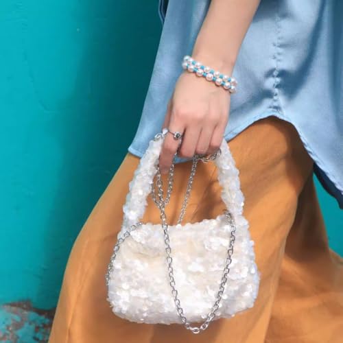Women Sequins Handbag Shinny Chain Shoulder Bags Elegant Tote Bag Female Zipper Purse for Wedding Party4