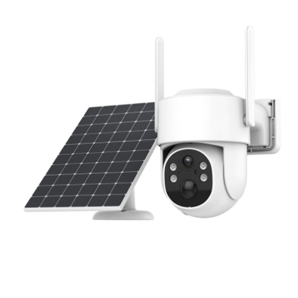Telecamera Solare WiFi 4MP PTZ Telecamera IP Esterna Visione Notturna con Pannello Solare Ricarica Batteria Rilevamento Umano ICSee