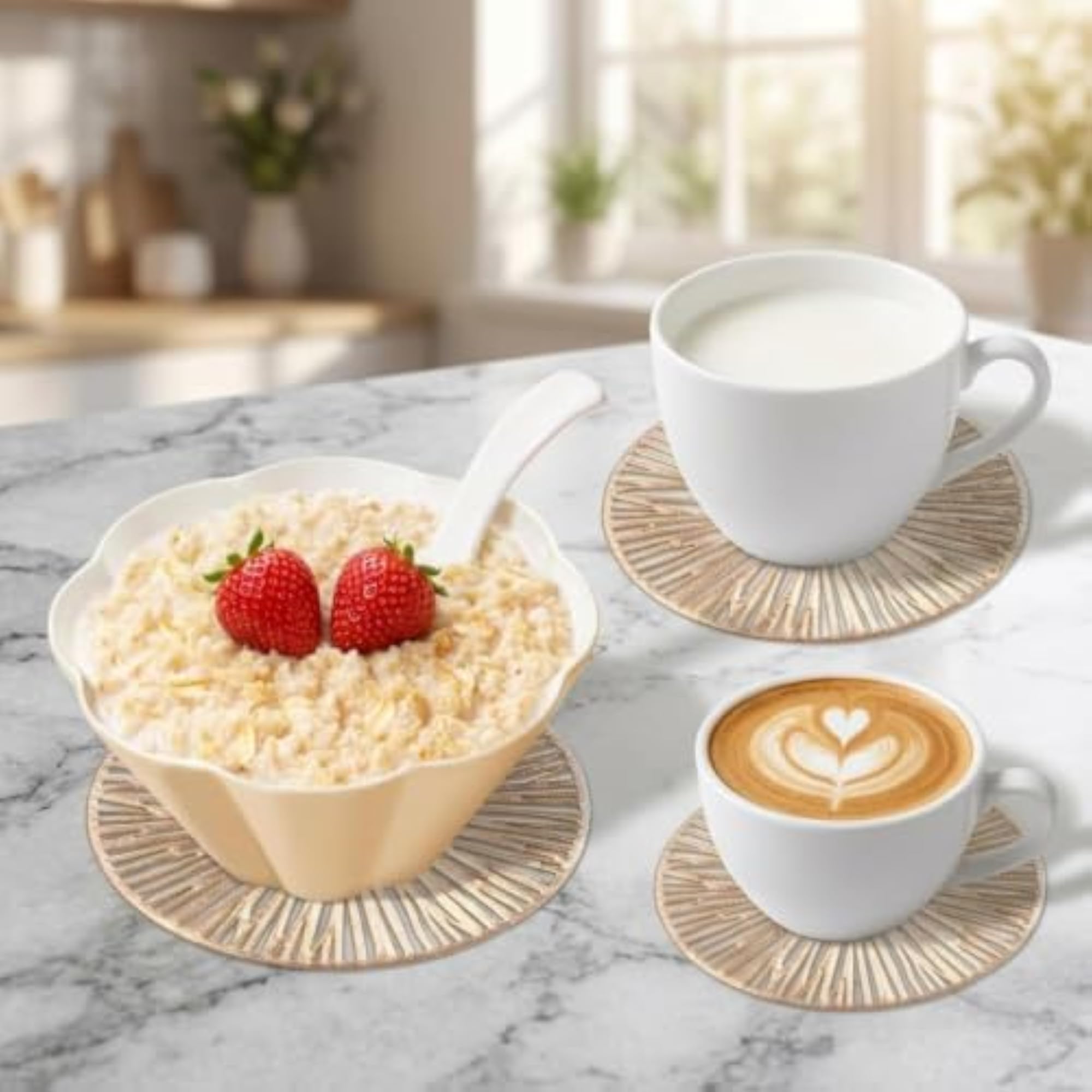 Gold Round Cutout Coaster Set, 6Pcs