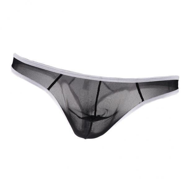 5xMen's transparent net Mesh Satin pants XL Black-image-10