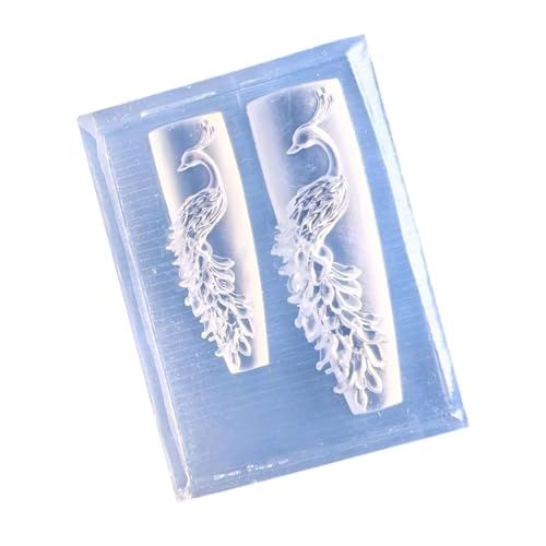 Molde de silicona de pavo real tallado intrincadamente para bordado de aguja de profundidad, dijes de joyería y decoraciones creativas hechas a mano, molde decorativo de silicona para uñas